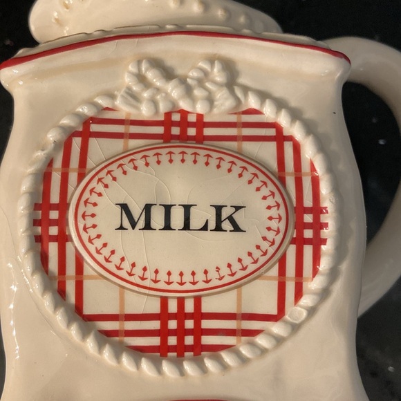 Grasslands Road Dark Red & Cream Plaid Sugar & Creamer Rustic Country Farmhouse - Picture 14 of 16